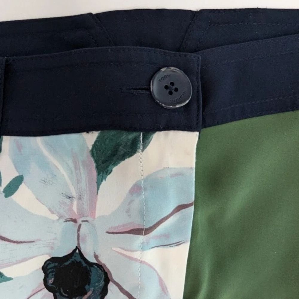 Tory Burch 100% Silk Floral Wide-Leg Cargo Patchwork Trousers Pants Size 6 - Picture 9 of 16